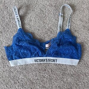 Victoria's Secret Blue Lace Bralette with Logo Band